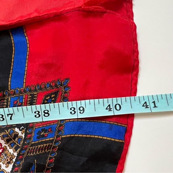 Christine Chaney Scarf Dress Red Patchwork Silk Size Medium Boho Art to Wear - Picture 7 of 8